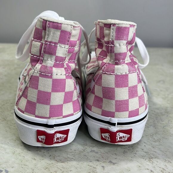 Vans Off The Wall Hightop Pink Checkerboard W5.5 - Picture 6 of 7